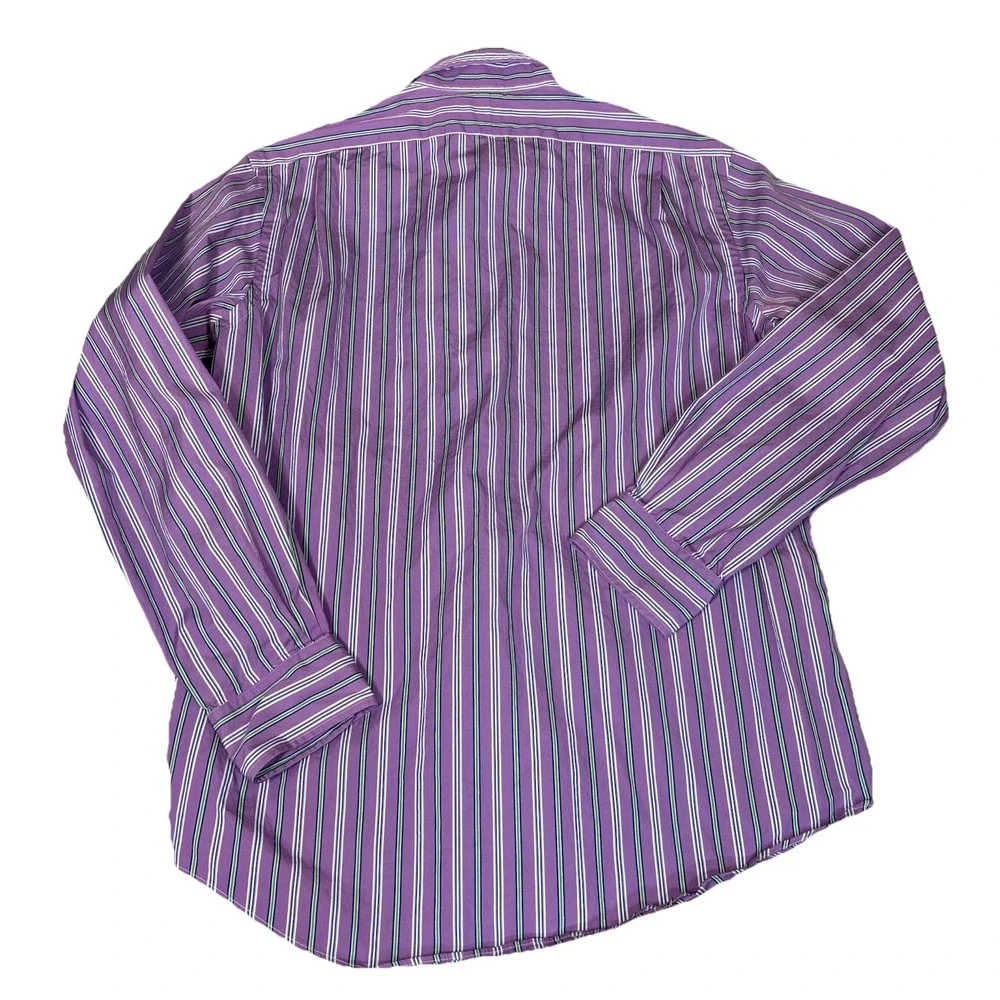 Polo Ralph Lauren Shirt Mens Size Large‎ Purple Green Striped Green Logo Preppy